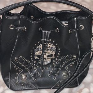 Skull drawstring purse